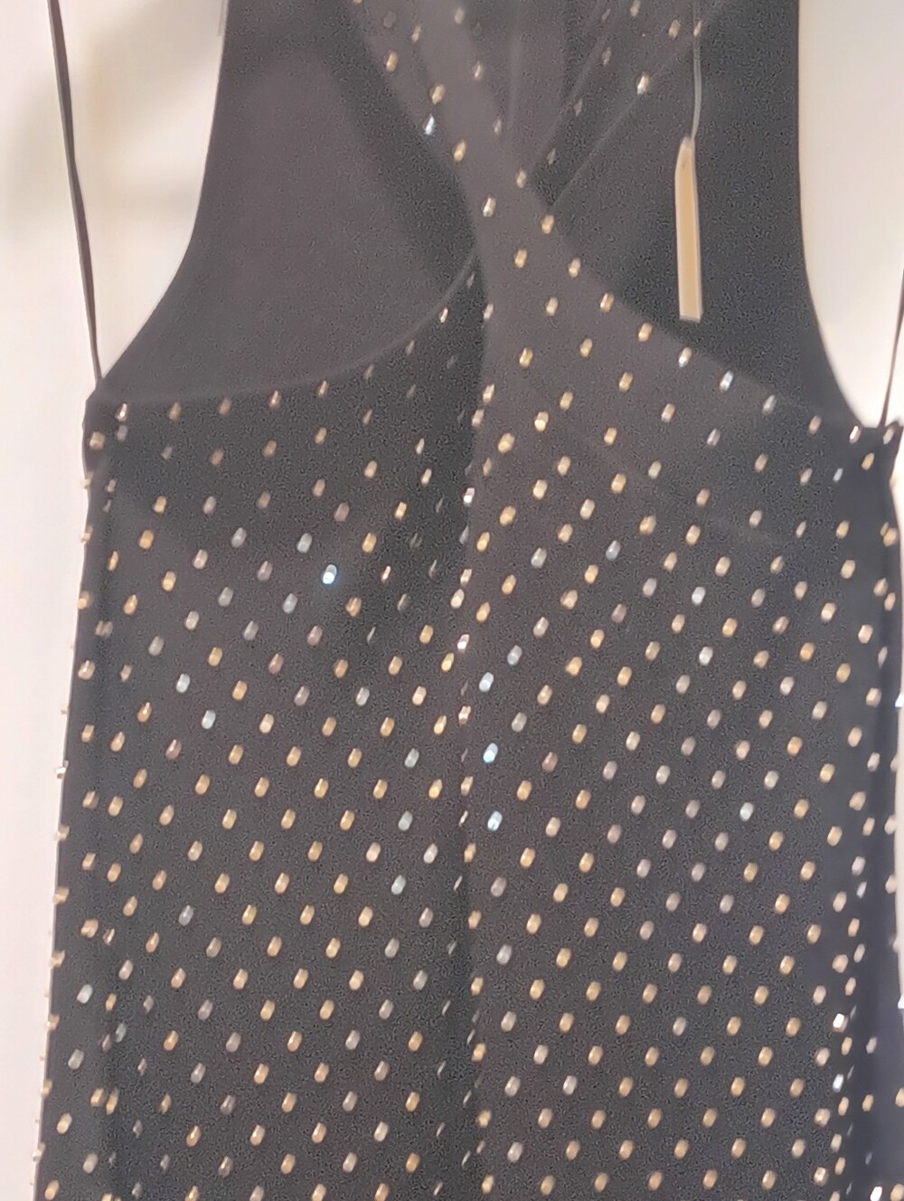Black Sleeveless Studded Evening Dress with Metallic Accents